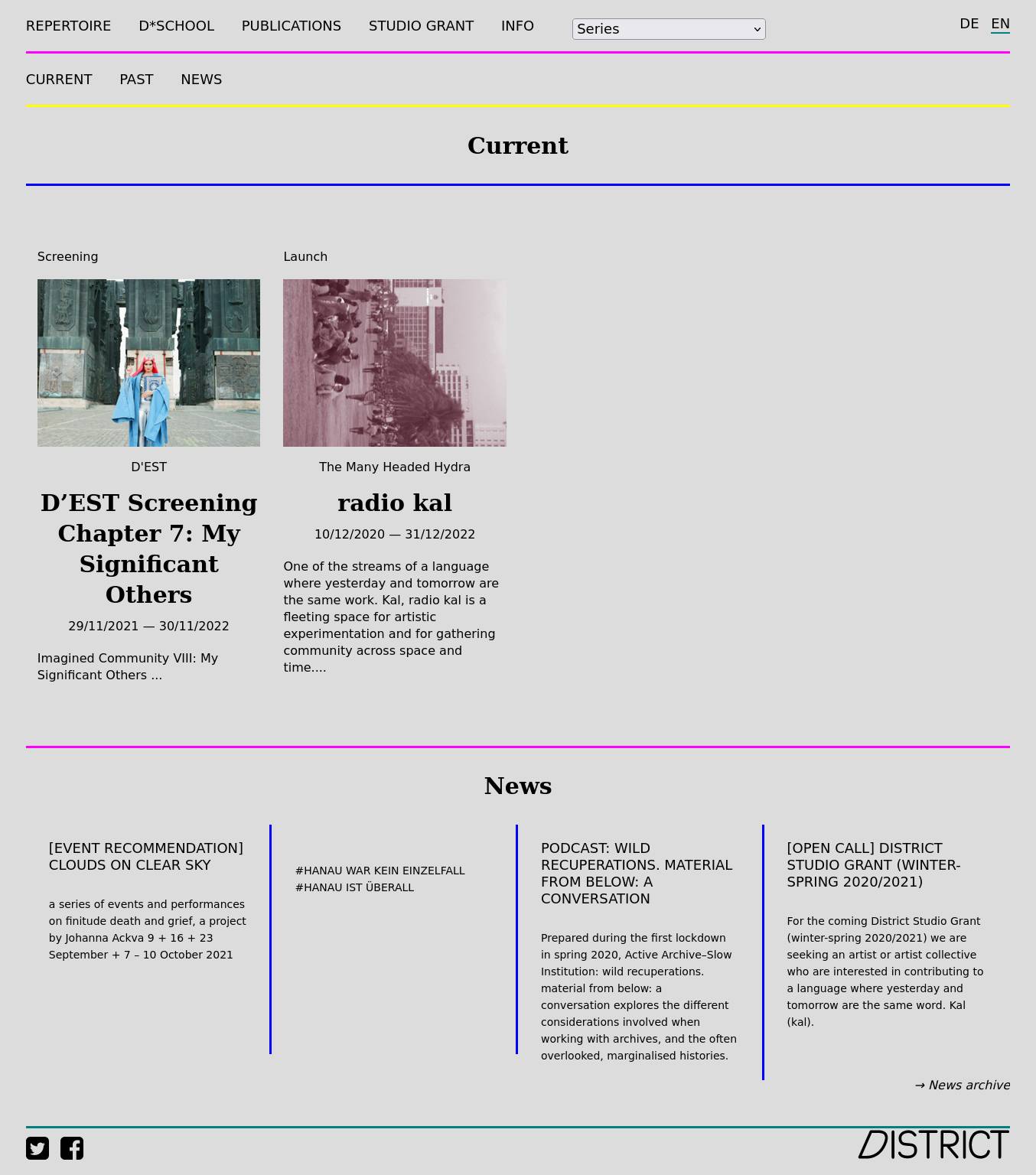 Large screenshot of DISTRICT Kunst- und Kulturförderung gGmbH