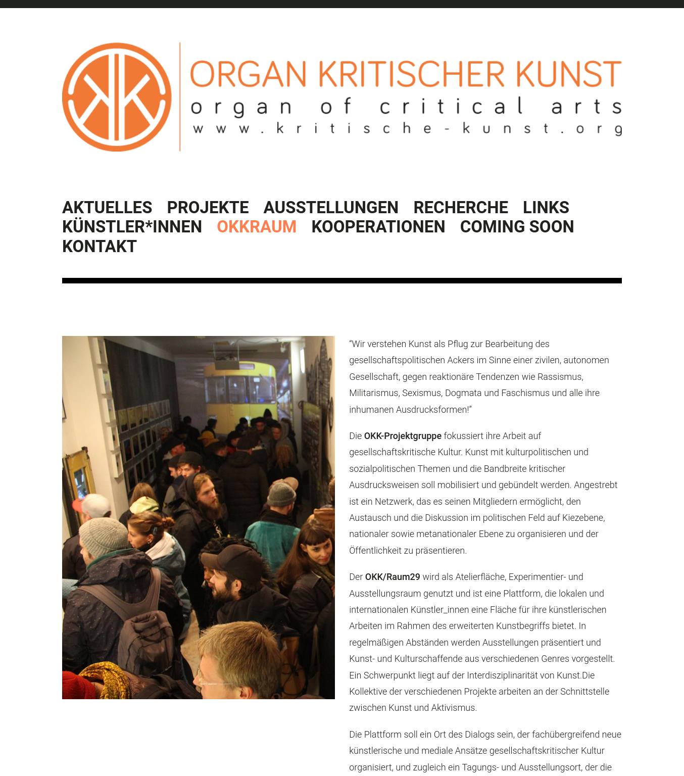 Large screenshot of OKK - Organ kritischer Kunst - organ of critical arts