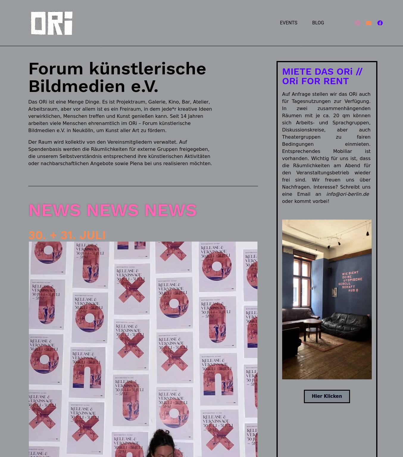 Large screenshot of ORi - Forum künstlerische Bildmedien