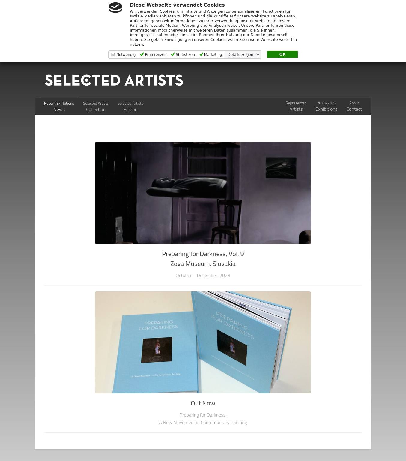 Large screenshot of SELECTED ARTISTS Gallery | Collection | Edition